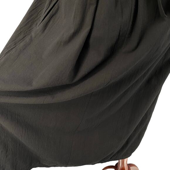 Vtg 80s 90s Two Potato Button Down Tie Back Short Sleeve Maxi Dress XS Black NOS - Picture 11 of 16